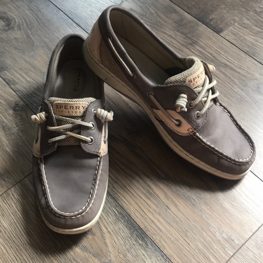Gray Sperry boat shoes